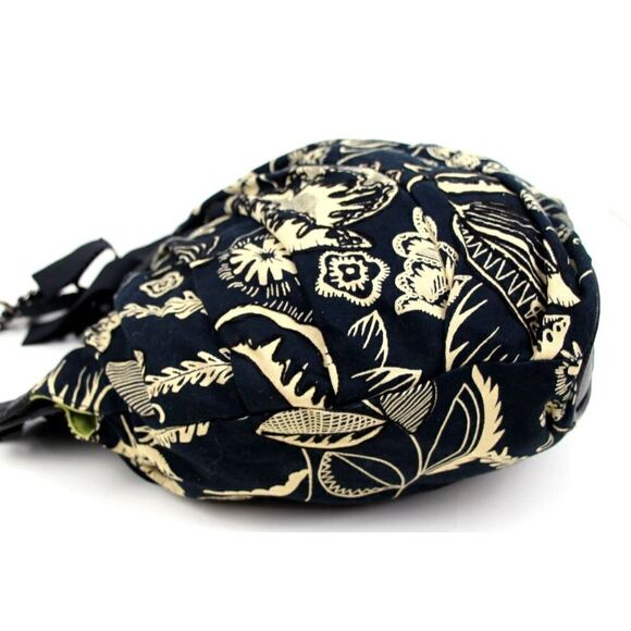 LUCKY PENNY BLACK WHITE CANVAS GENUINE LEATHER TRIM TOTE HOBO SHOULDER BAG PURSE - Picture 4 of 12